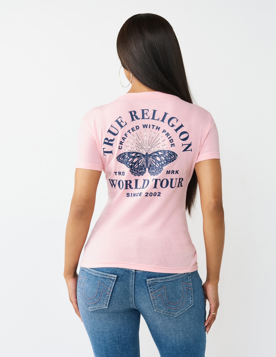 Playera manga corta cuello V para mujer 2