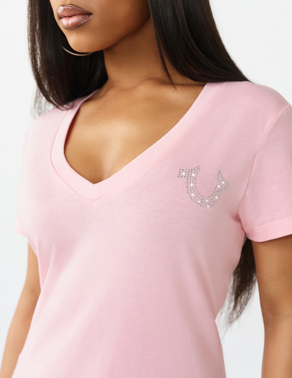 Playera manga corta cuello V para mujer 3