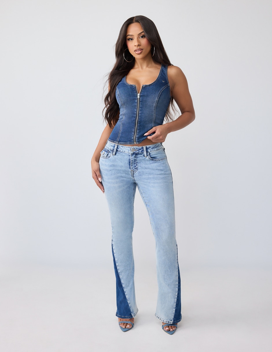 Jeans flare corte cintura para mujer