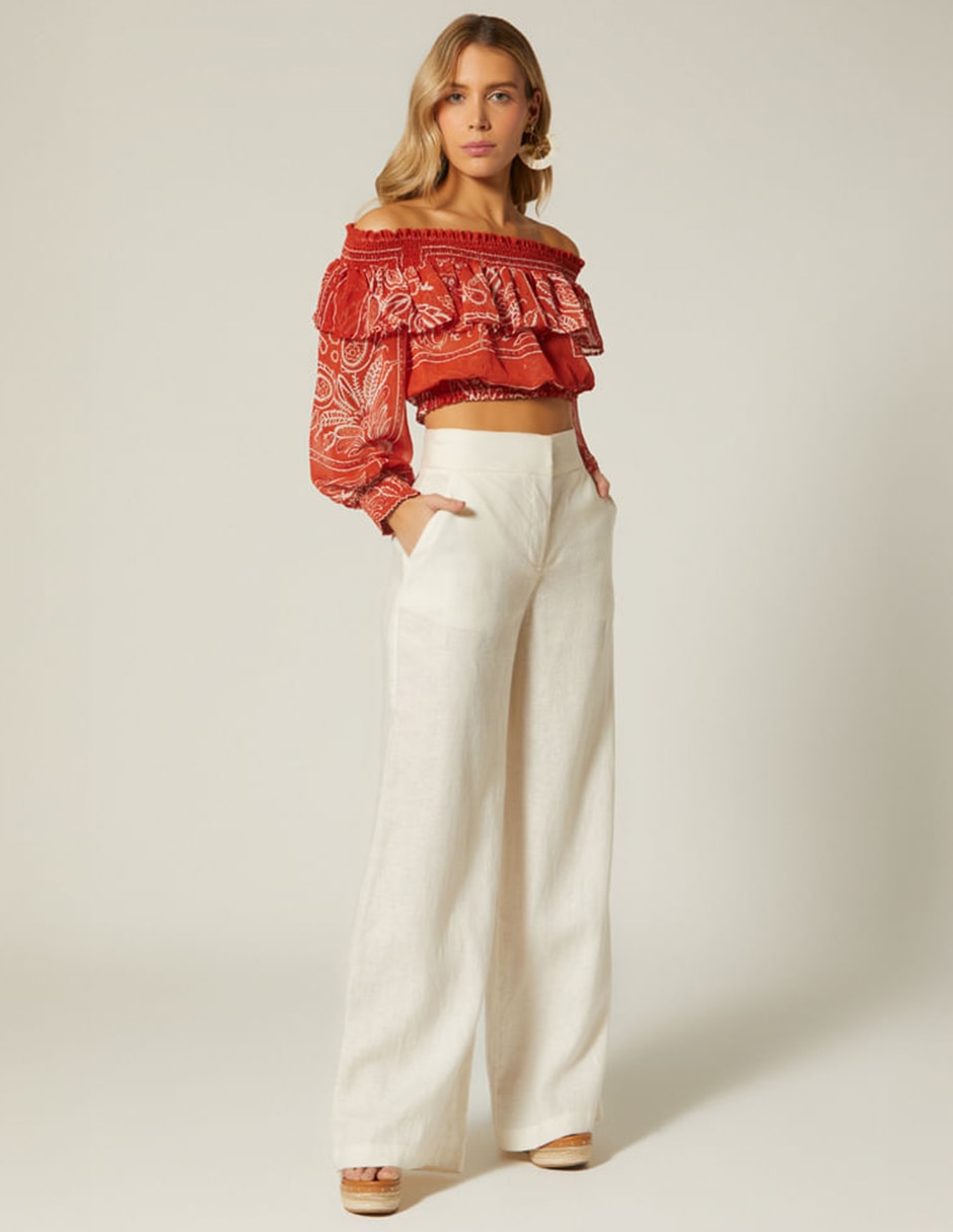 Pantalón regular wide leg para mujer