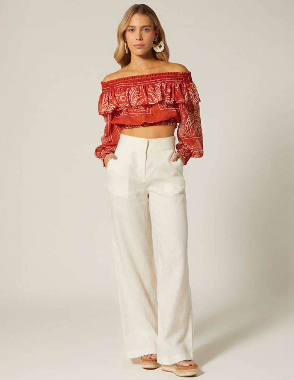 Pantalón regular wide leg para mujer