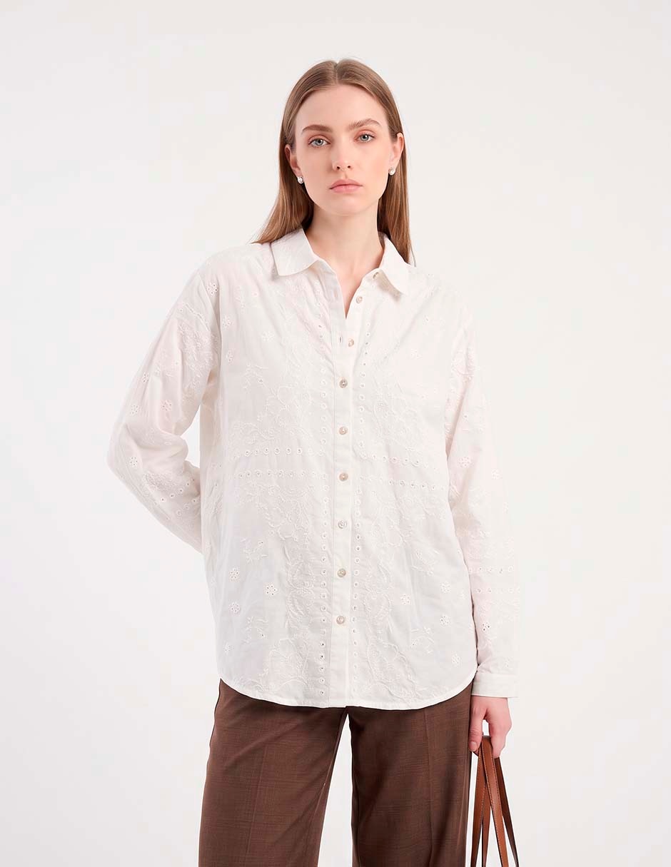 Camisa de algodón manga larga para mujer Camisa de algodón manga larga para mujer