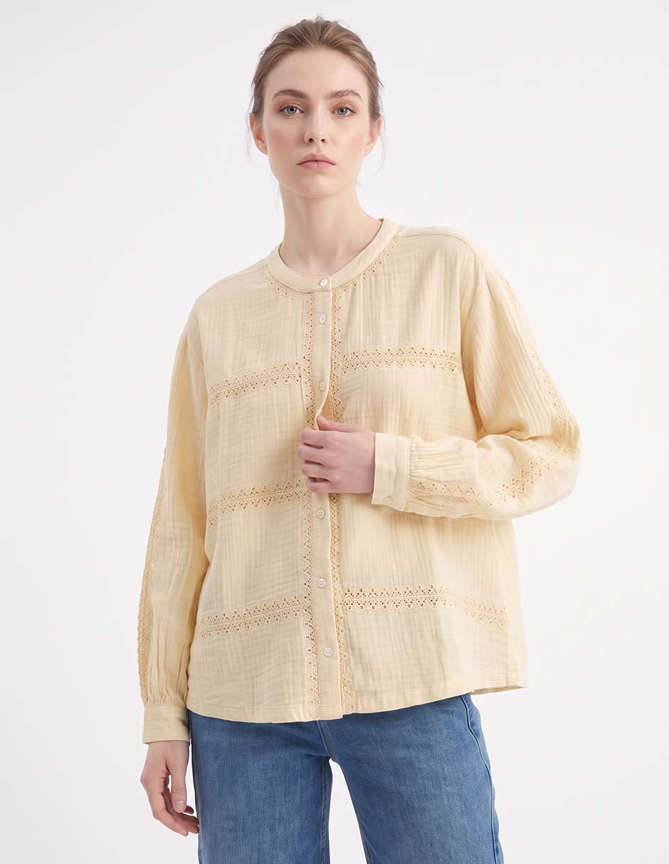 Blusa indi & colsd manga larga para mujer Blusa indi & colsd manga larga para mujer