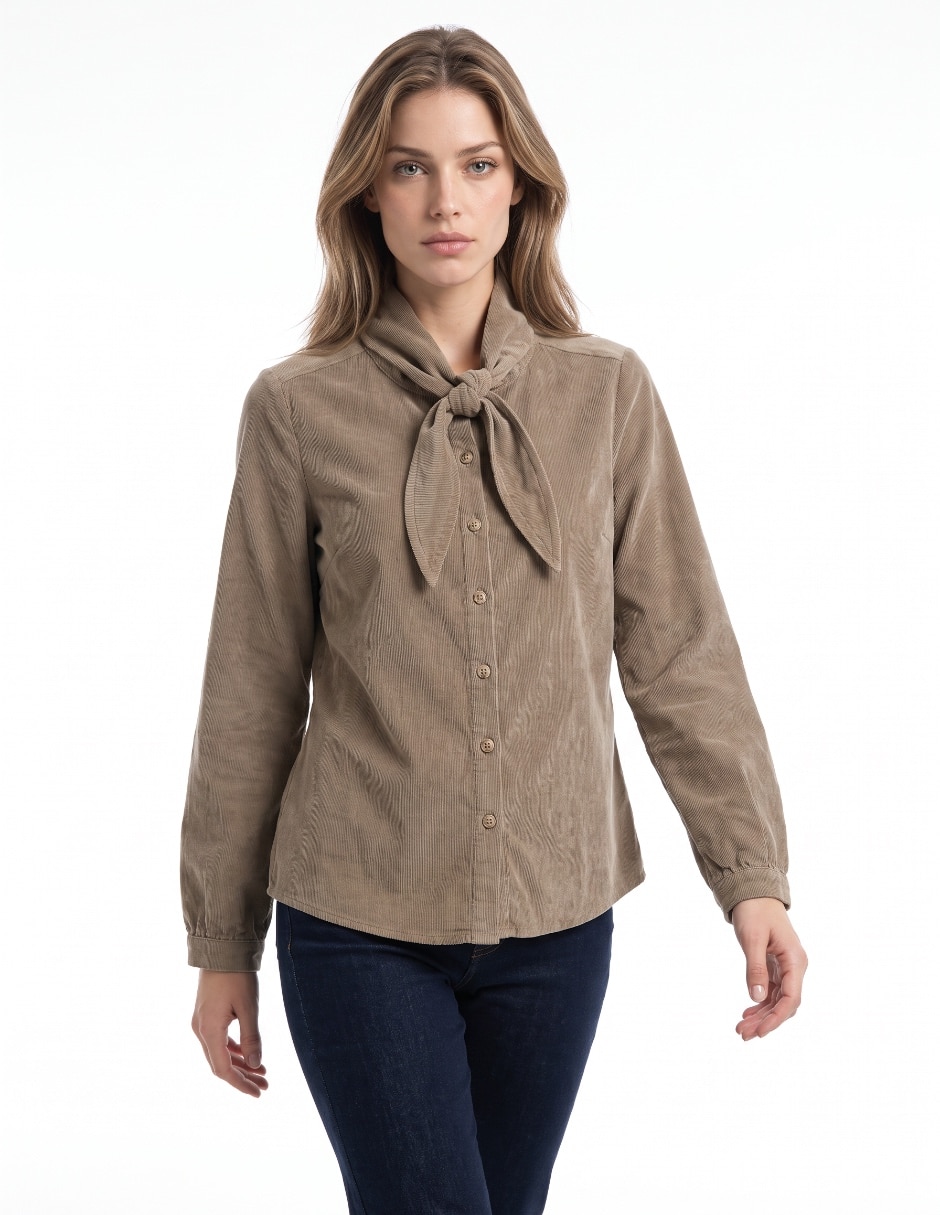 Camisa de algodón manga larga para mujer Camisa de algodón manga larga para mujer
