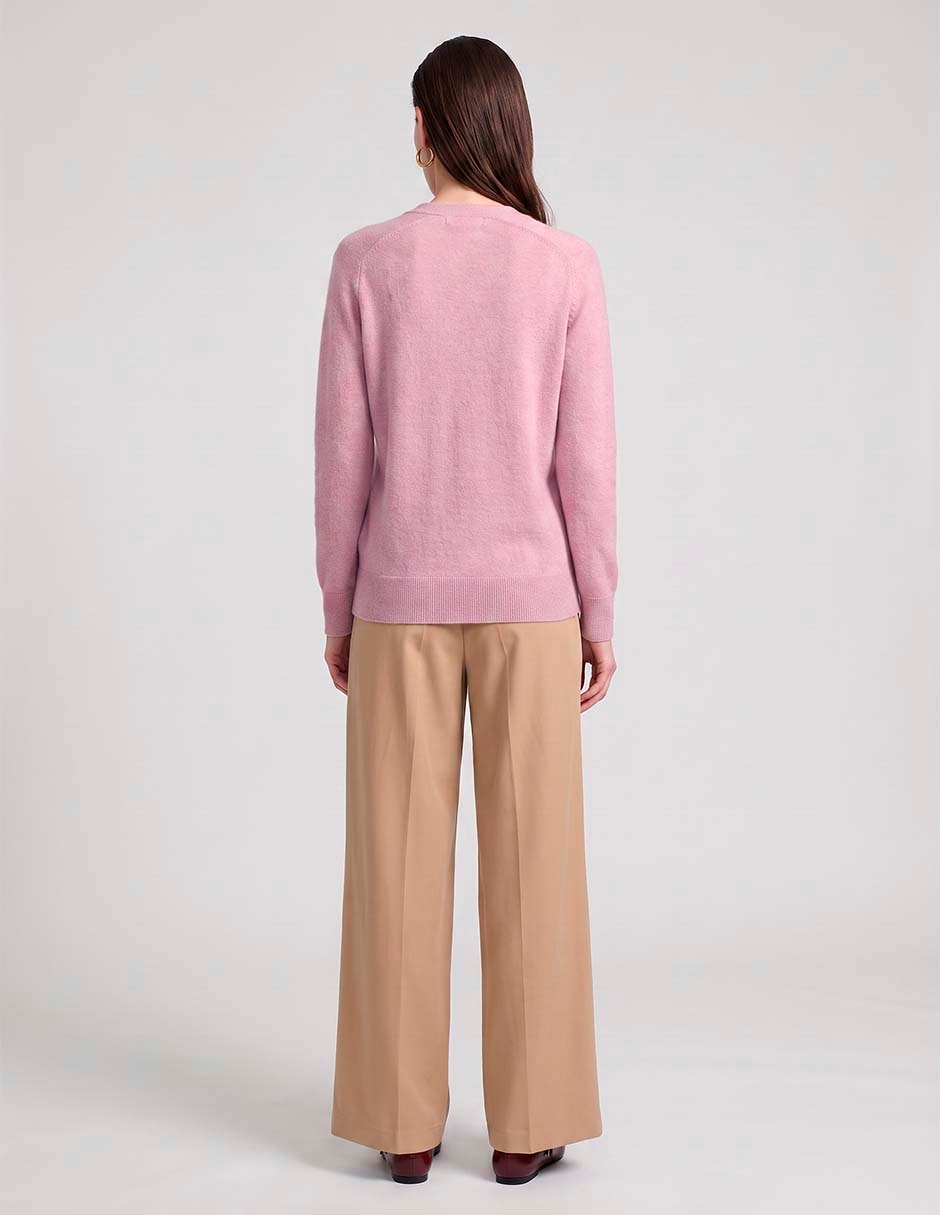Suéter 100% cashmere cuello v para mujer 4