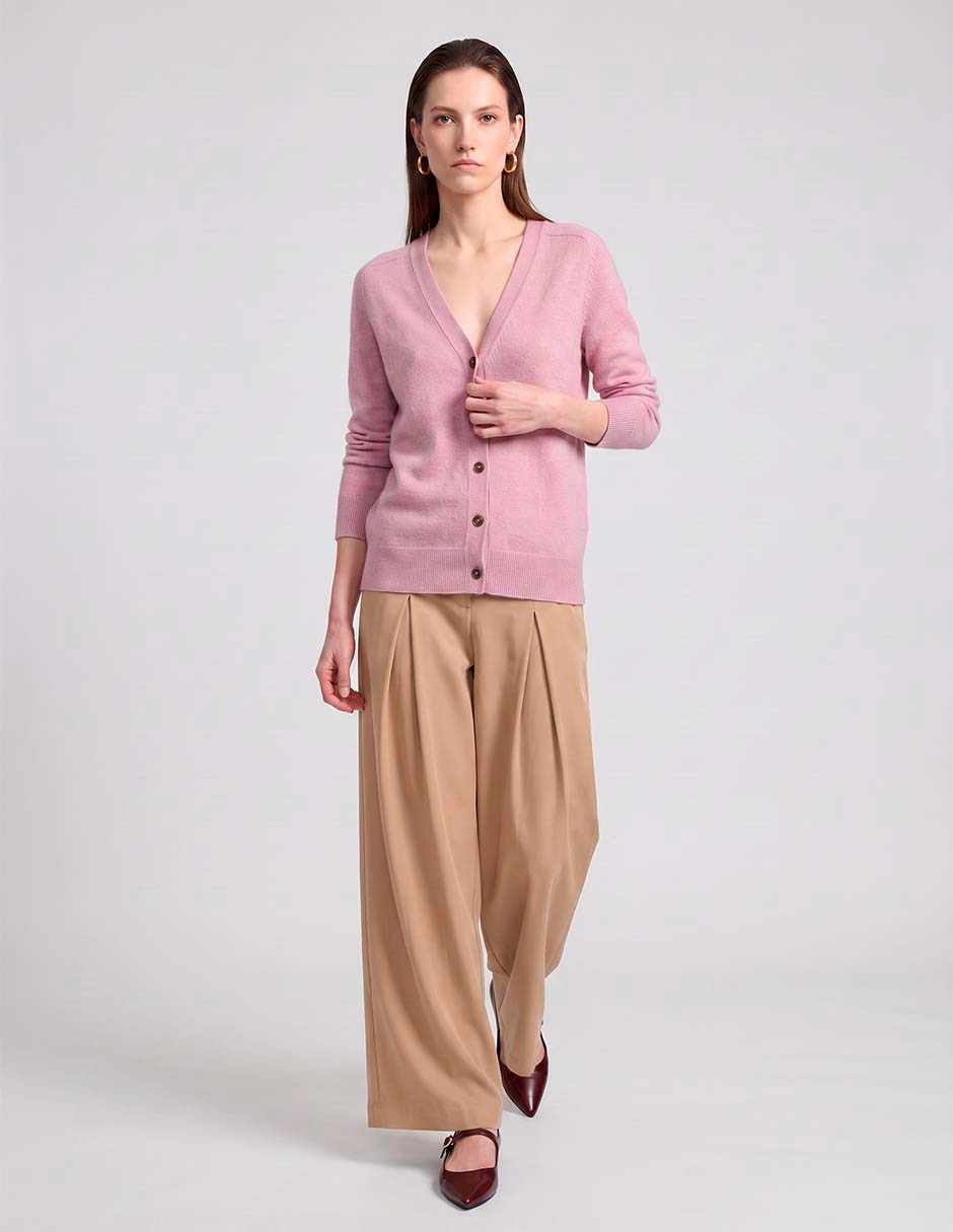 Suéter 100% cashmere cuello v para mujer 3