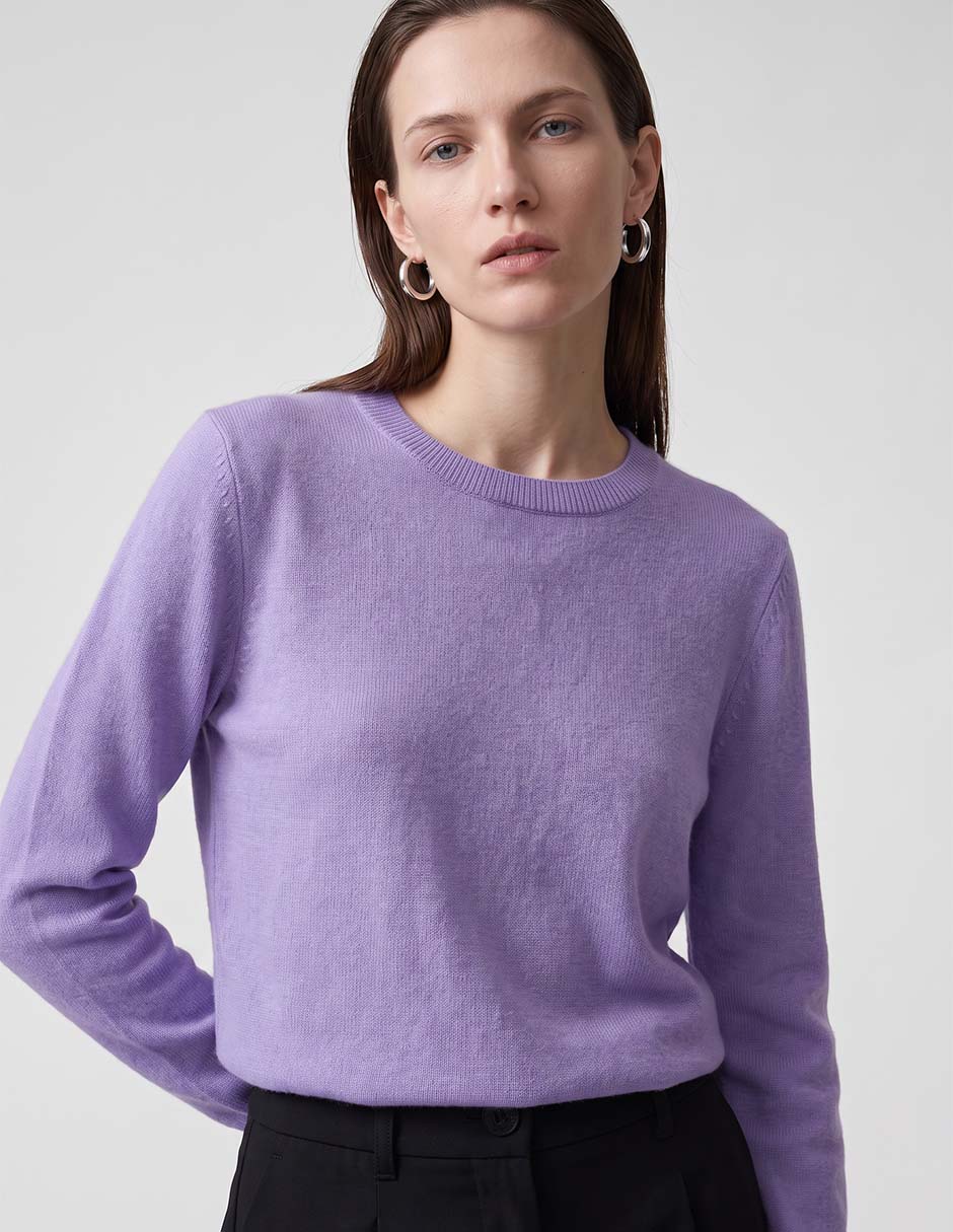 Suéter 100% cashmere cuello redondo para mujer 4