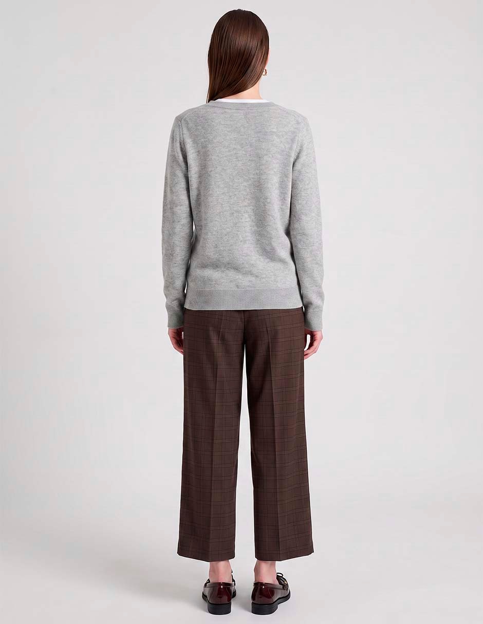Suéter 100% cashmere cuello v para mujer 4