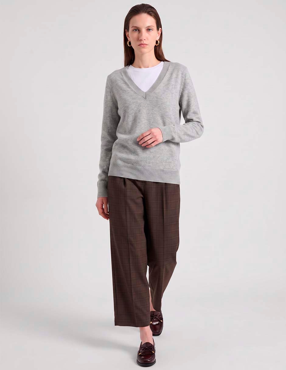Suéter 100% cashmere cuello v para mujer 3