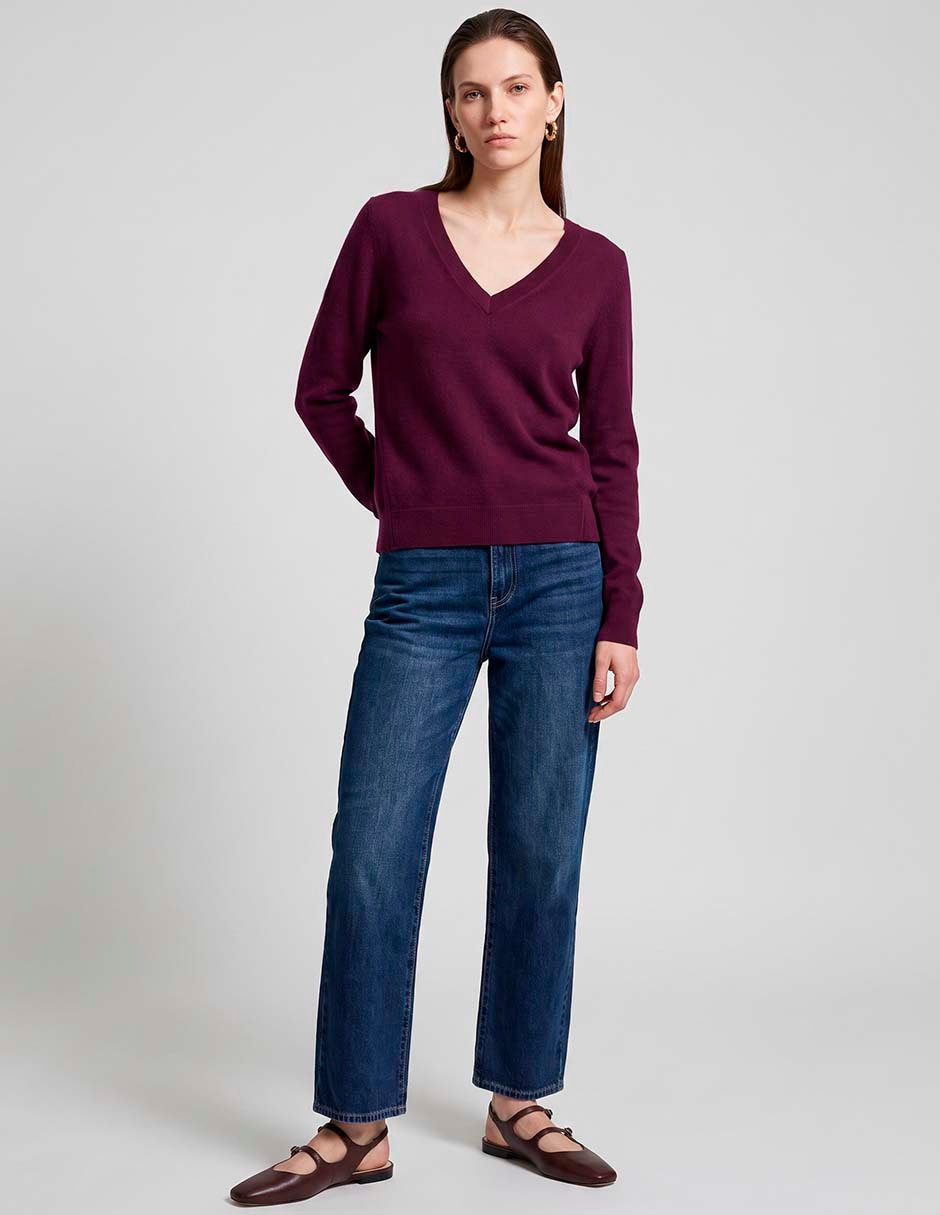 Suéter cuello V para mujer 1