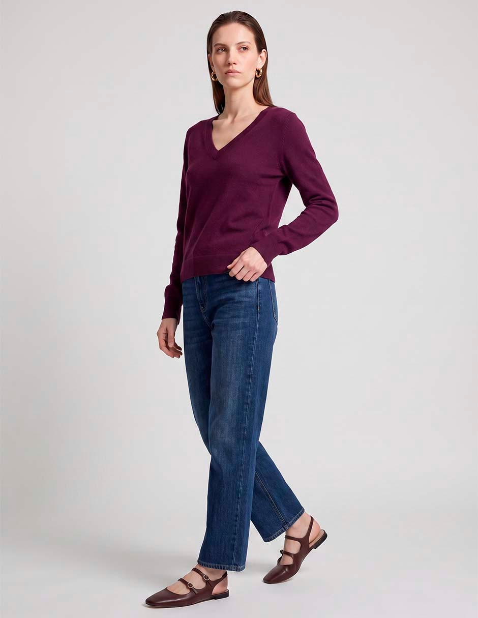 Suéter cuello V para mujer 3