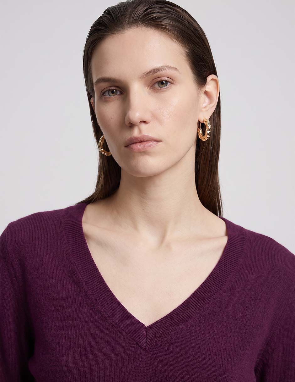 Suéter cuello V para mujer 2
