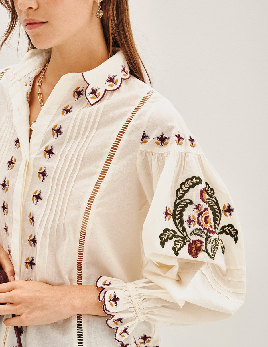 Blusa Rapsodia manga larga para mujer