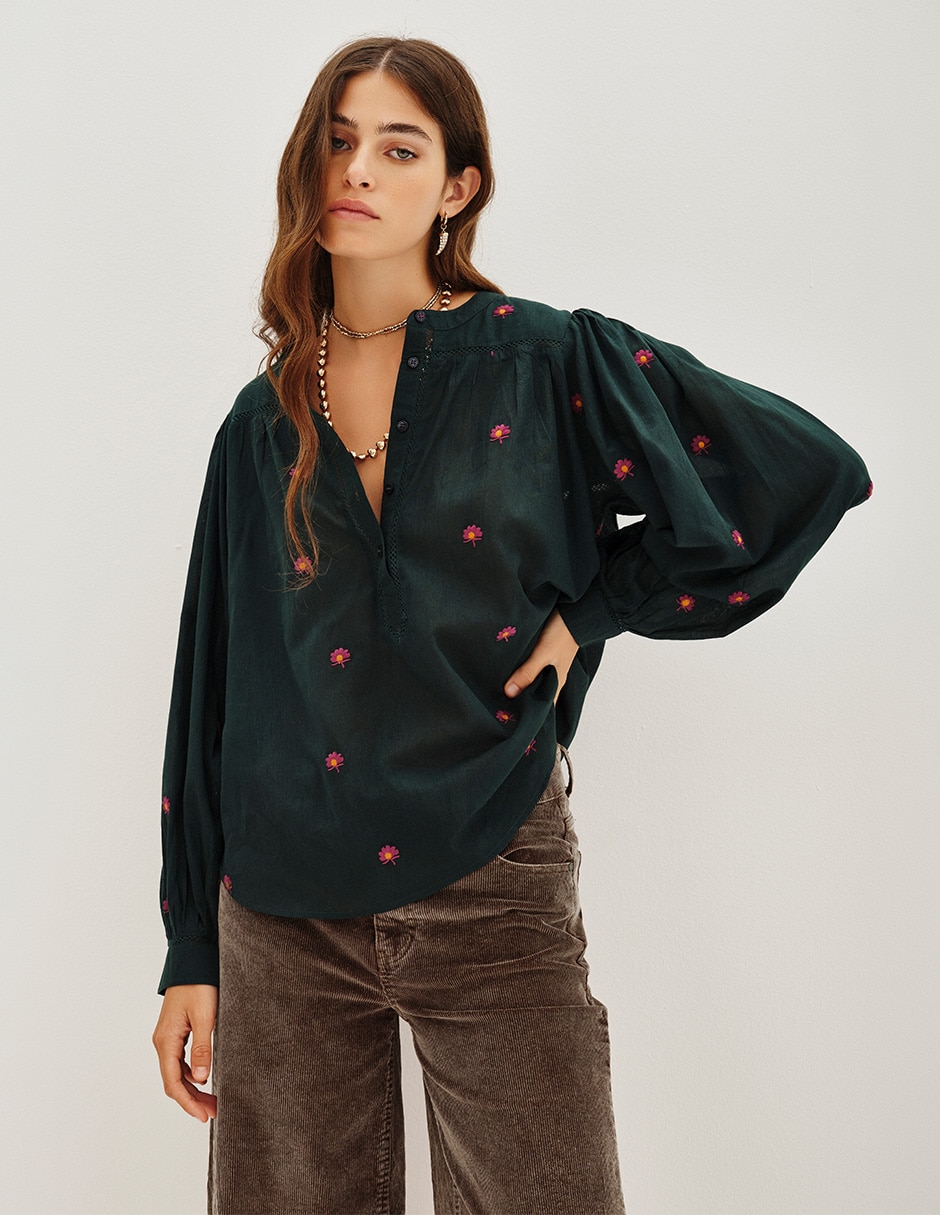 Blusa manga larga para mujer
