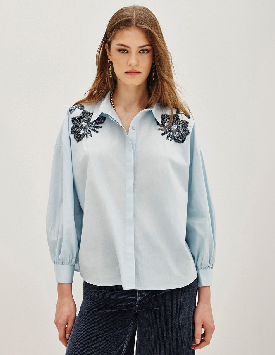 Camisa de algodón manga larga para mujer Camisa de algodón manga larga para mujer