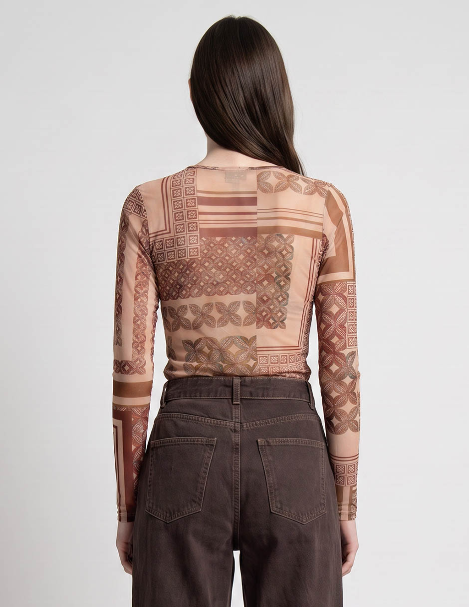 Playera manga larga cuello redondo para mujer 2