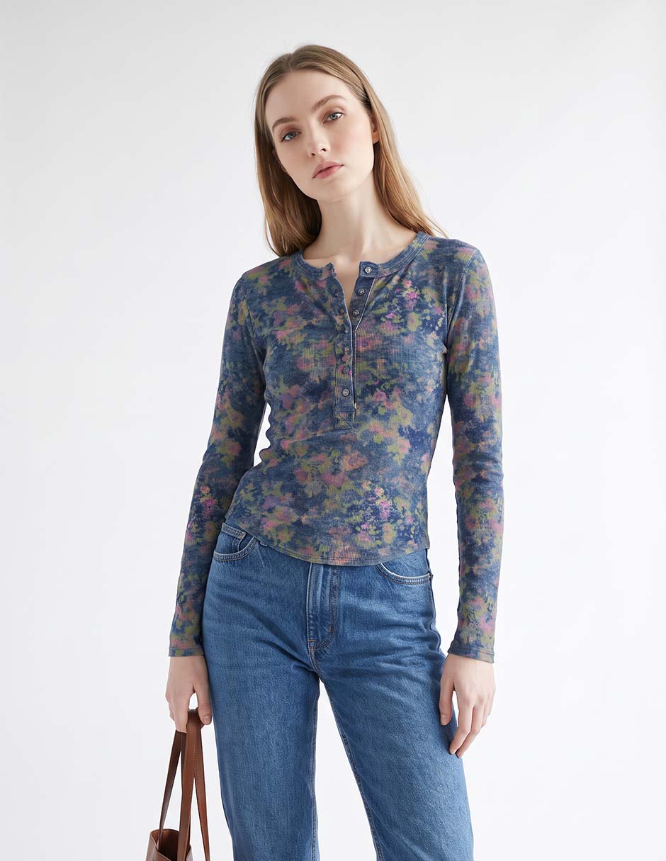 Playera manga larga cuello redondo para mujer Playera manga larga cuello redondo para mujer