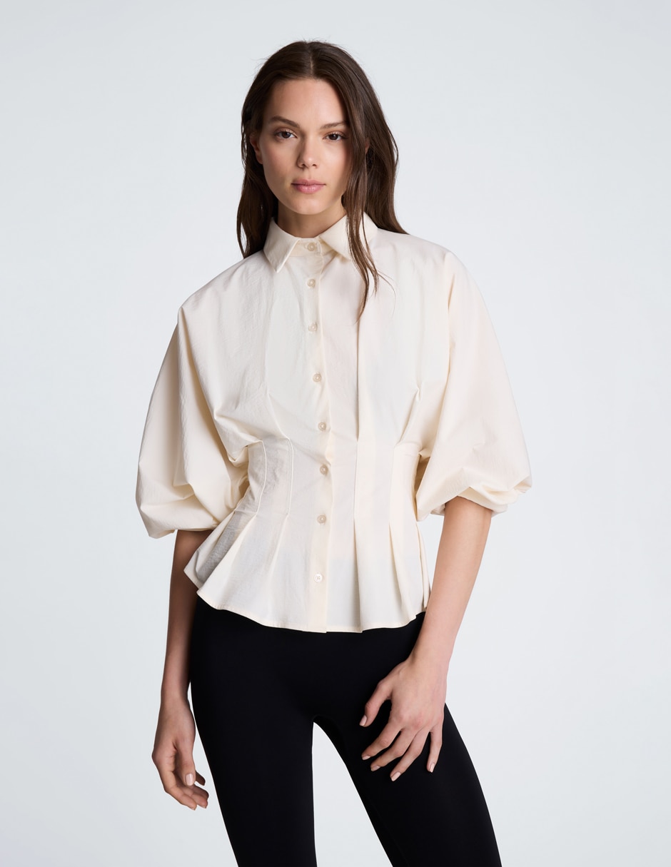 Blusa cintura smock manga larga para mujer 2