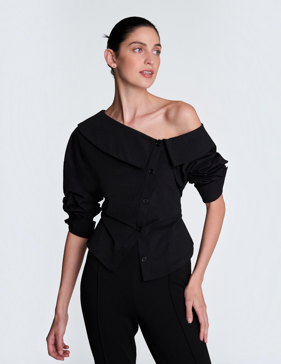 Blusa camisera manga larga para mujer 4