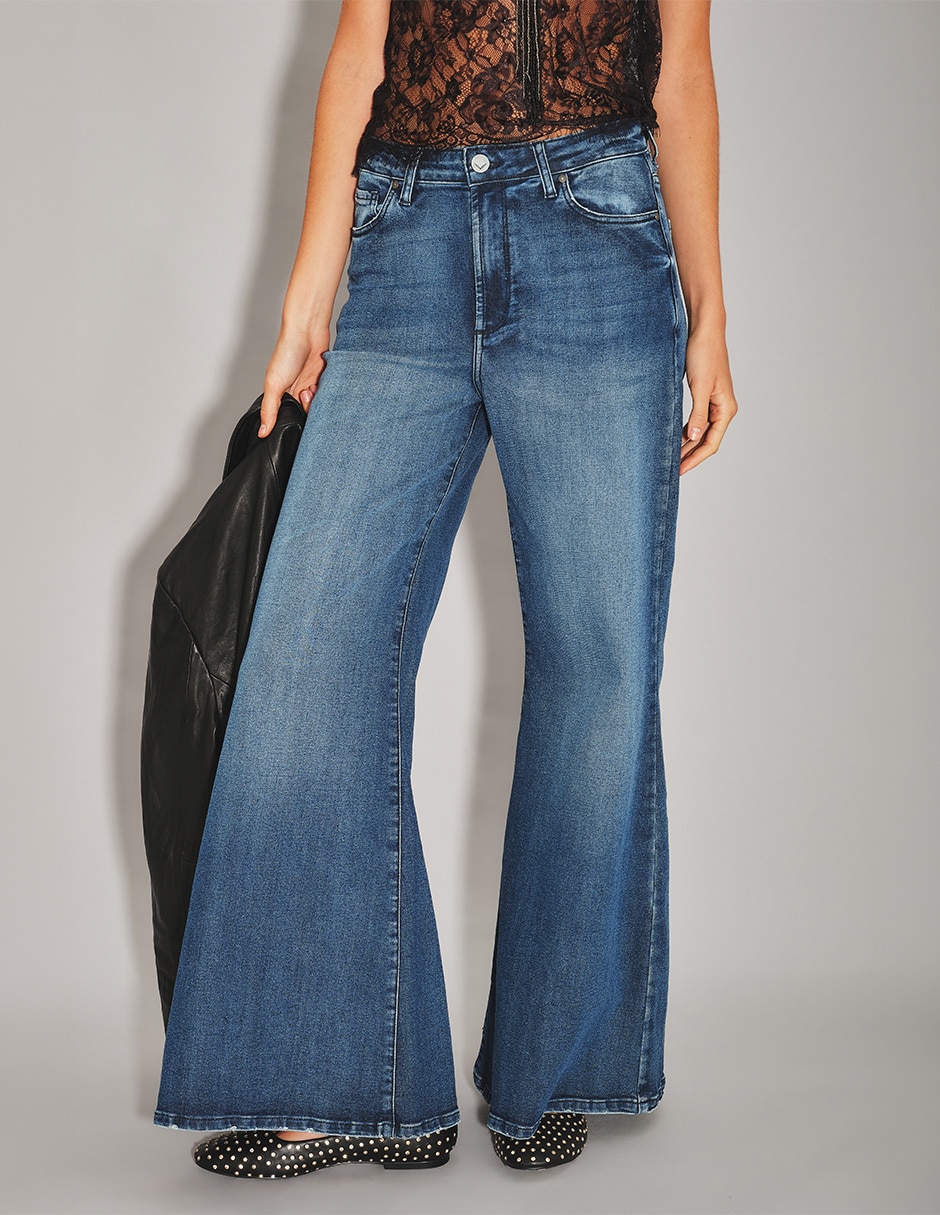 jeans coulotte flare cintura alta para mujer jeans coulotte flare cintura alta para mujer