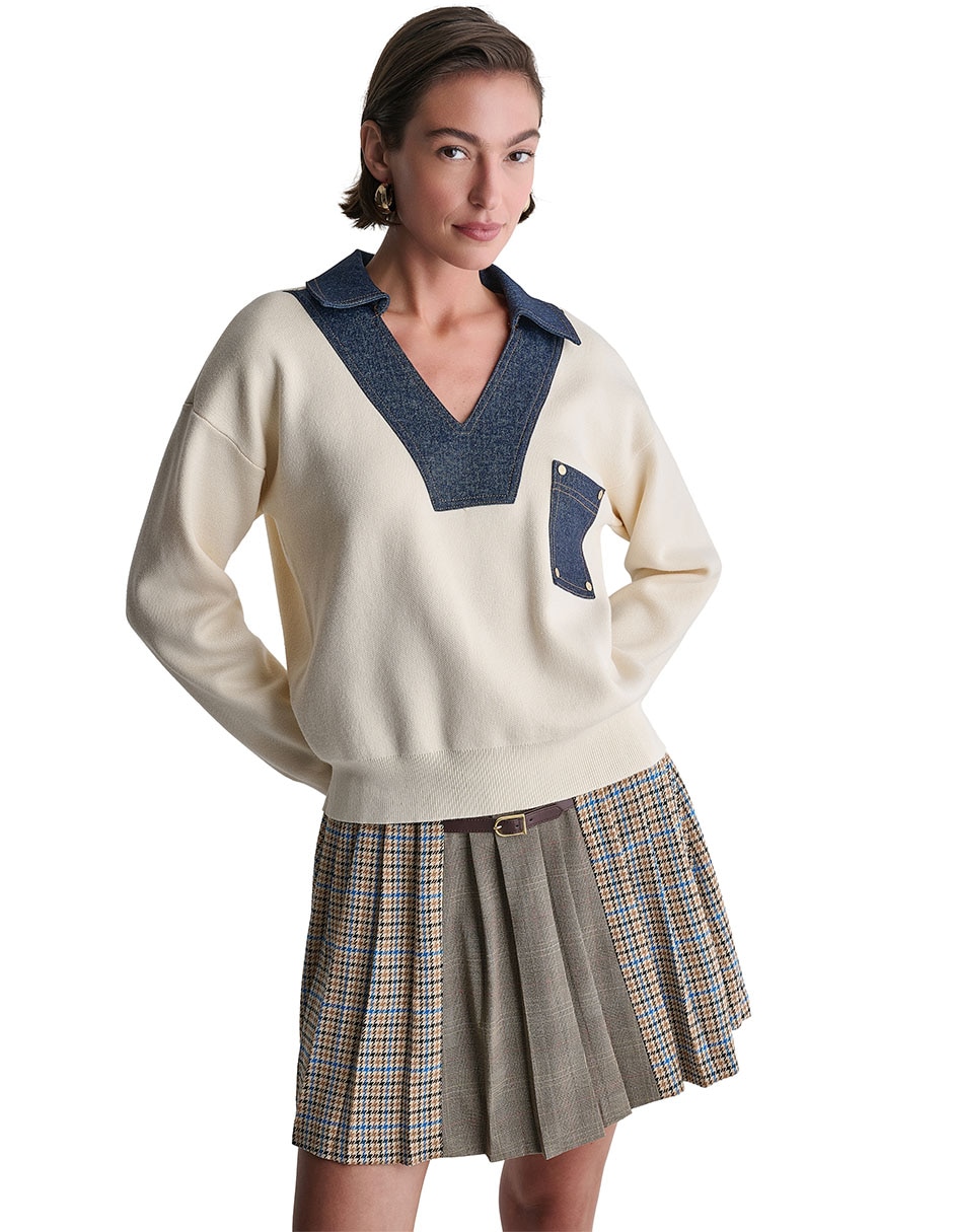 Suéter cuello polo para mujer