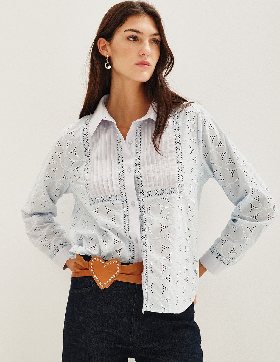 Camisa de algodón manga larga para mujer Camisa de algodón manga larga para mujer