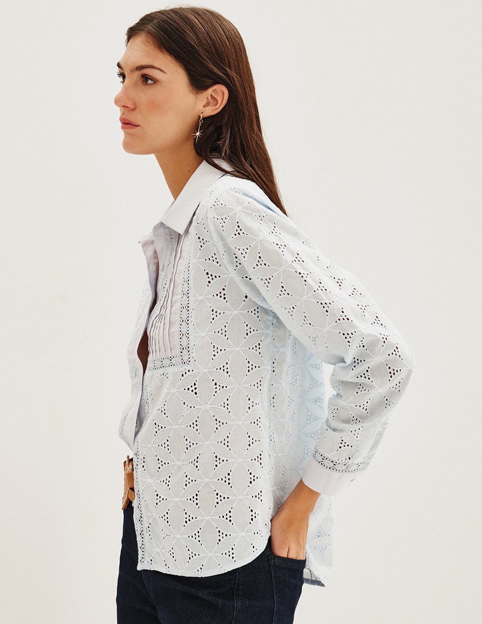 Camisa de algodón manga larga para mujer 4