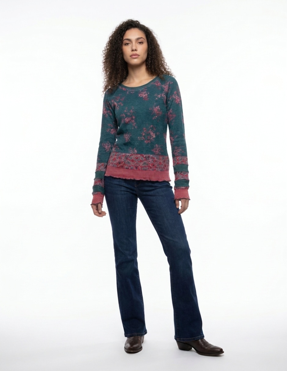 Playera manga larga cuello redondo para mujer Playera manga larga cuello redondo para mujer