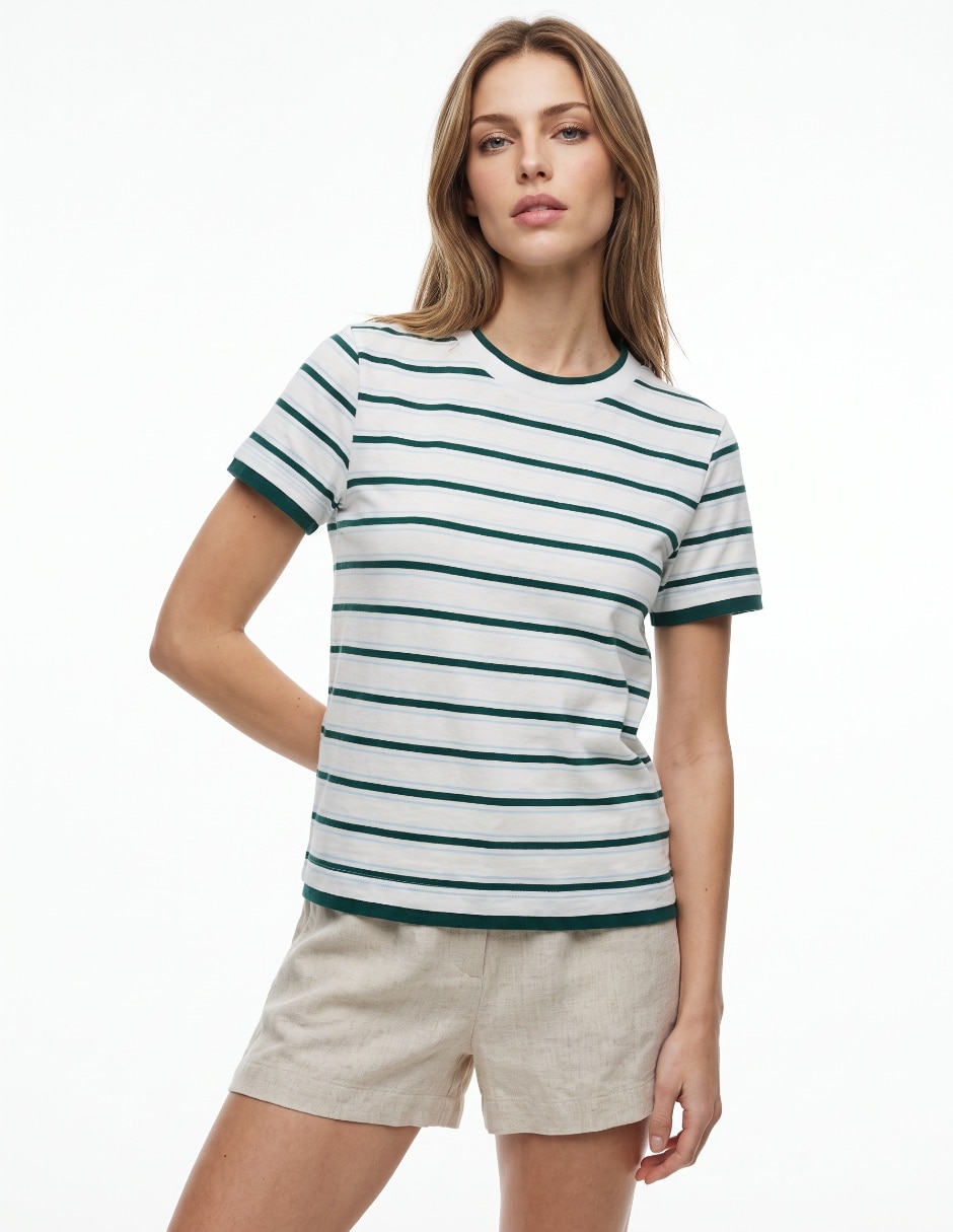 Playera manga corta cuello redondo para mujer Playera manga corta cuello redondo para mujer