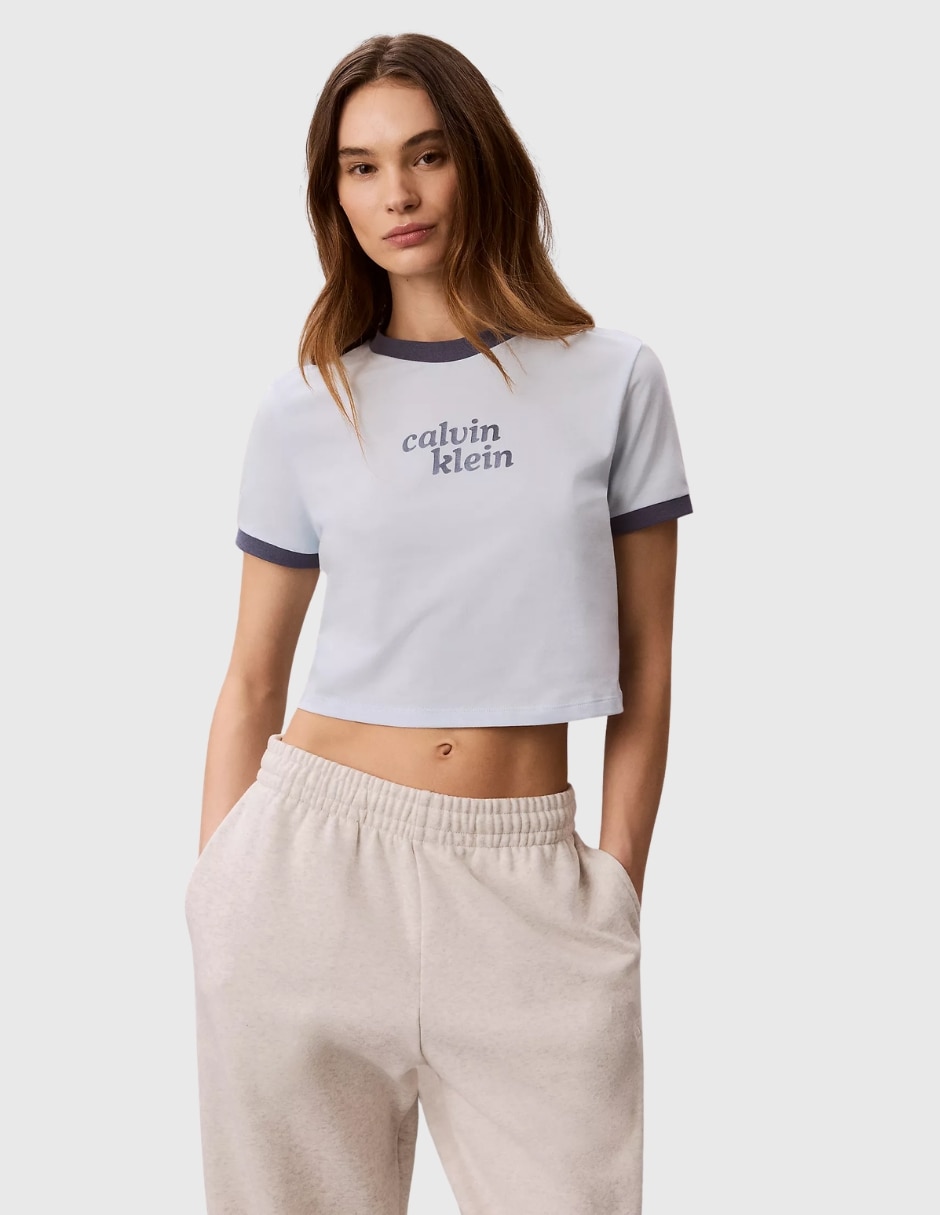Playera manga corta cuello redondo para mujer Playera manga corta cuello redondo para mujer