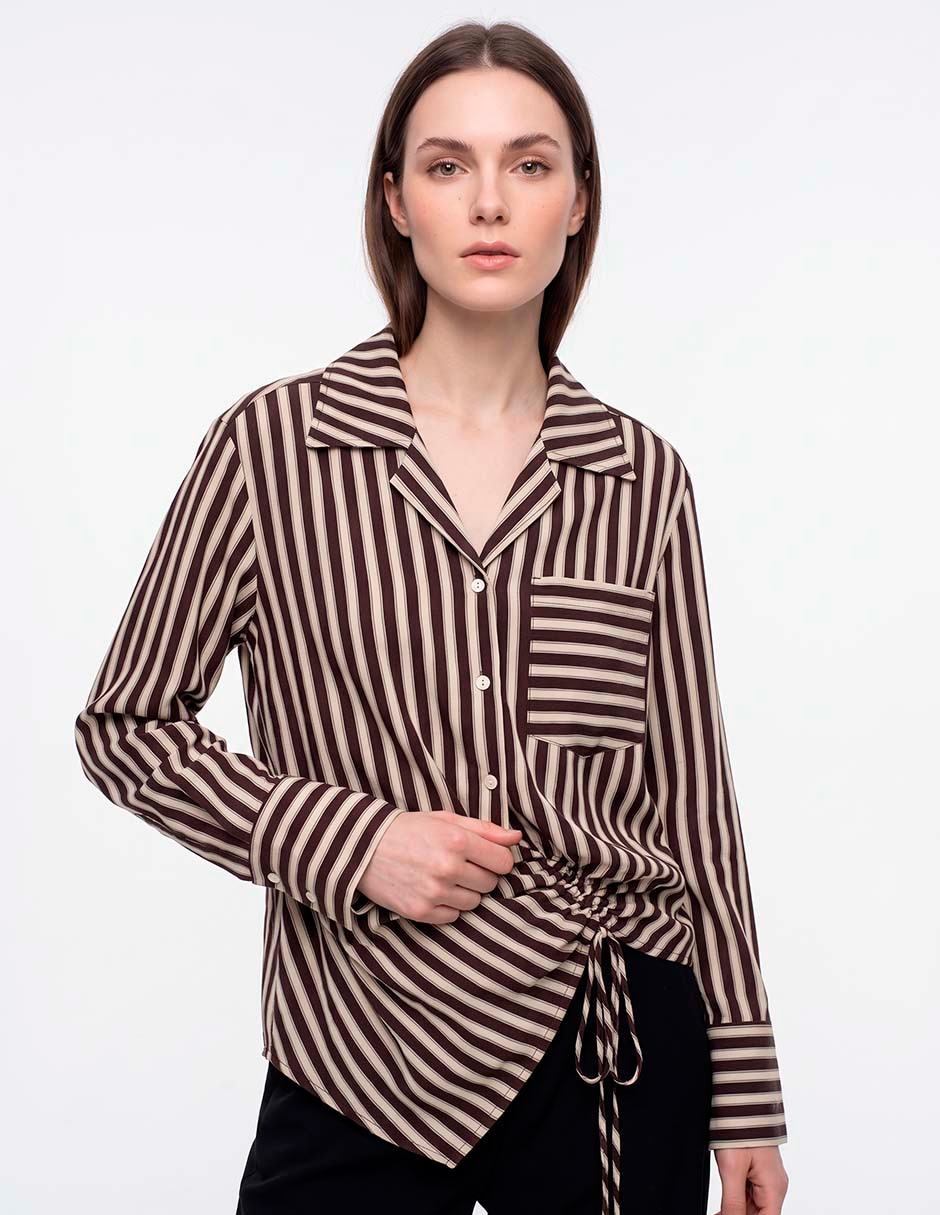 Blusa camisera manga larga para mujer