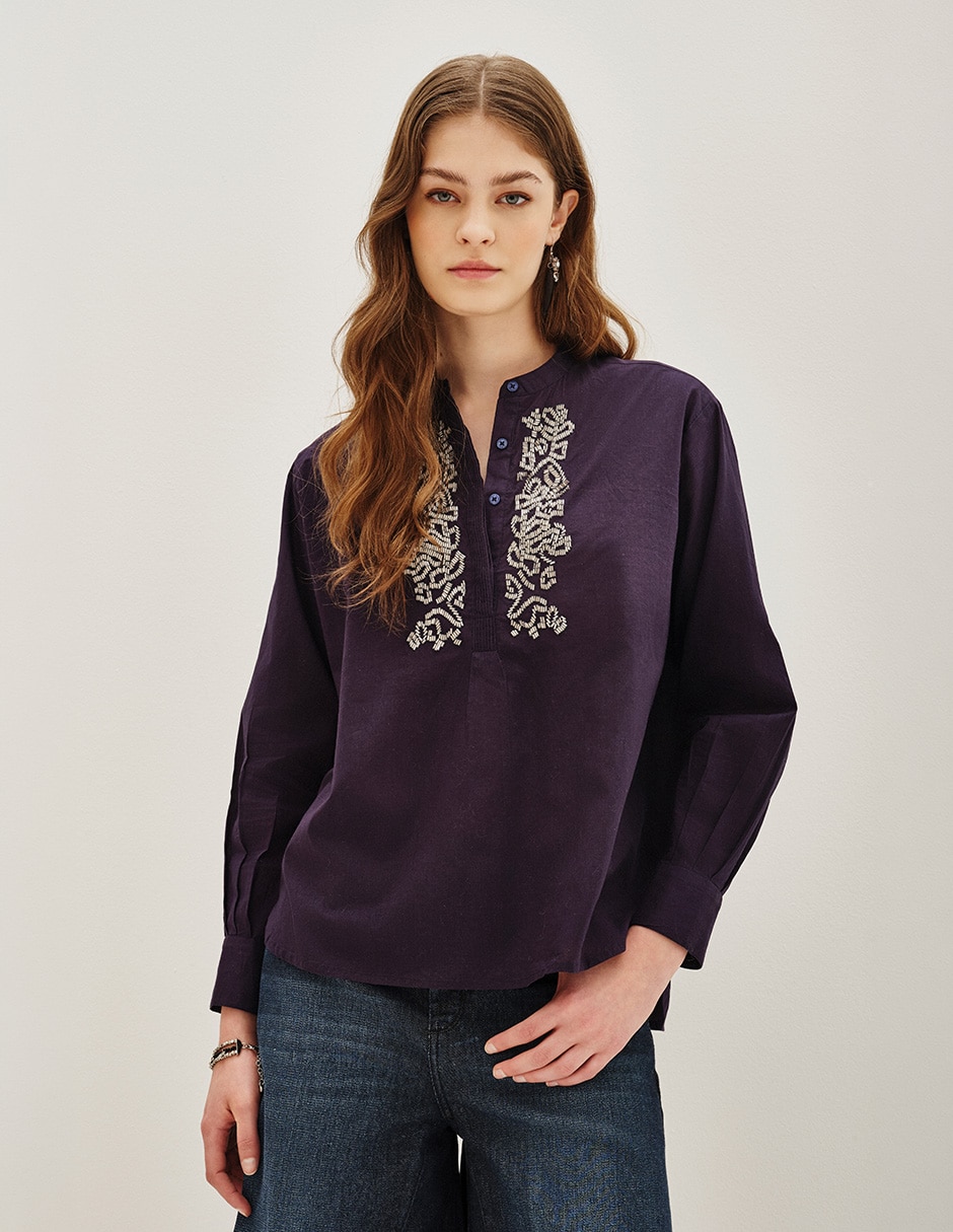 Blusa manga larga para mujer