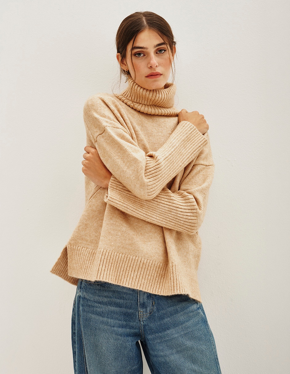 Suéter cuello alto para mujer