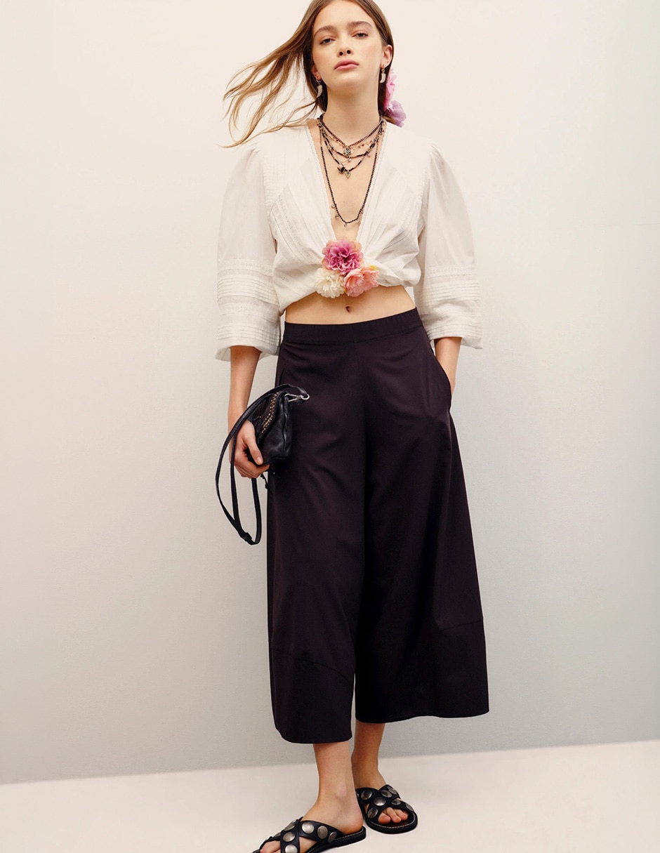 Pantalón coulotte amplio para mujer 4