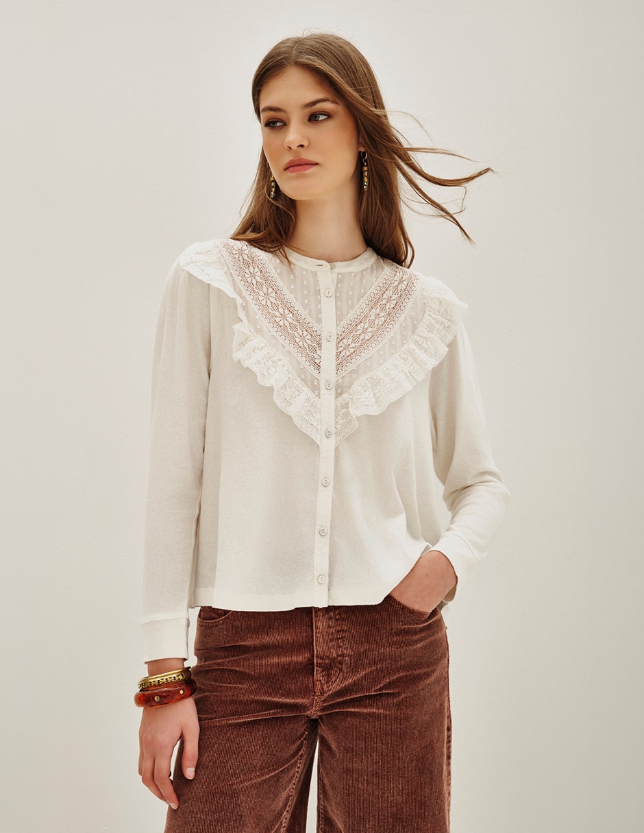 Blusa manga larga para mujer