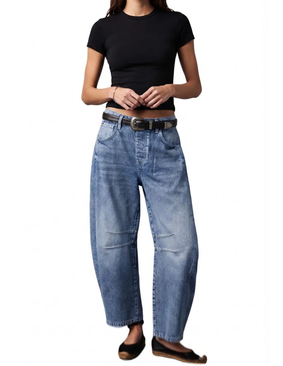 Jeans/Jegging/Jeans jogger Regular Barrel Cintura para mujer