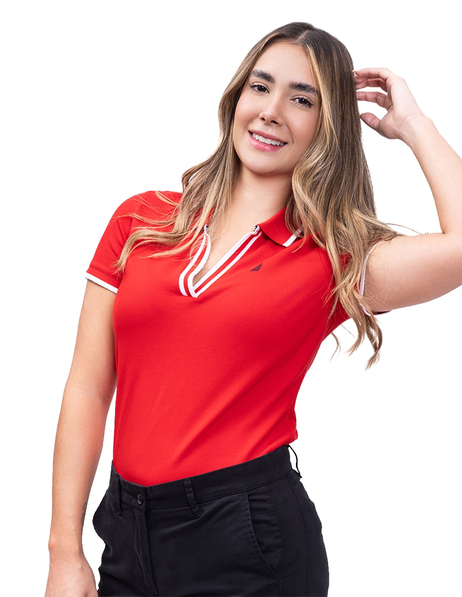 Playera manga corta cuello polo para mujer 5