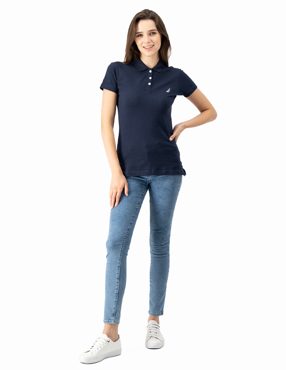 Playera manga corta cuello polo para mujer 5