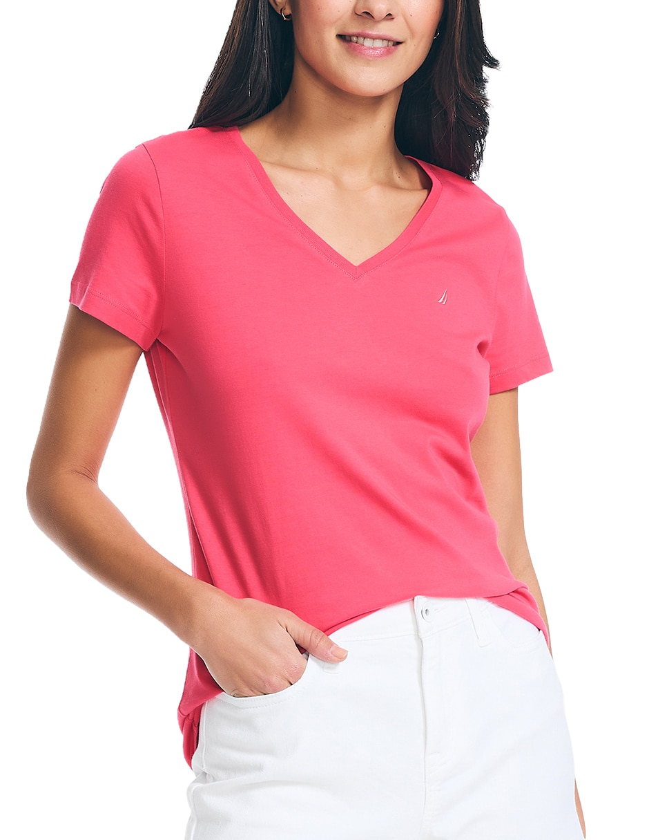 Playera manga corta cuello v para mujer 5