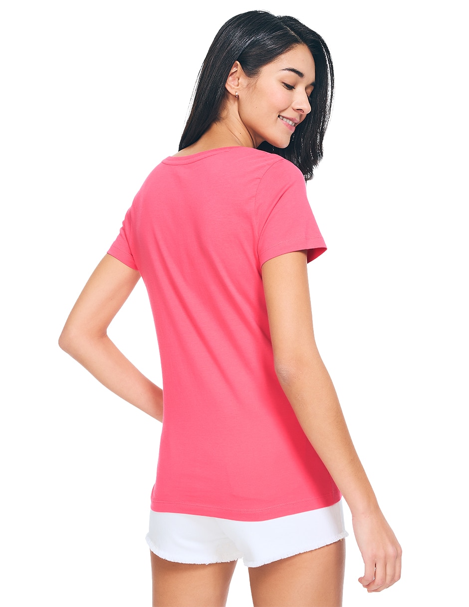 Playera manga corta cuello v para mujer
