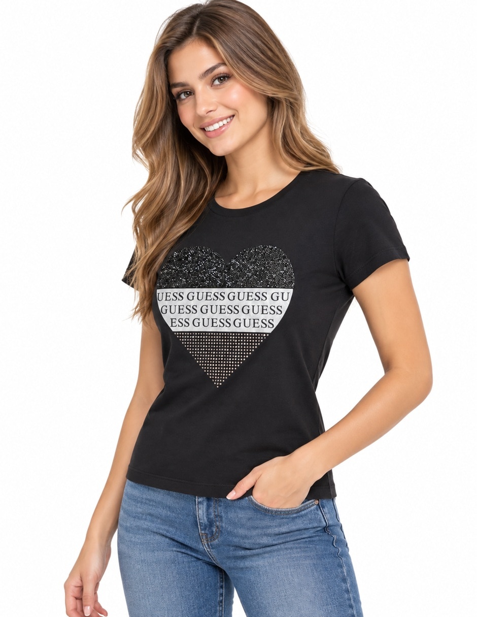 Playera manga R4YI42KBRV0 cuello Redondo para mujer 5