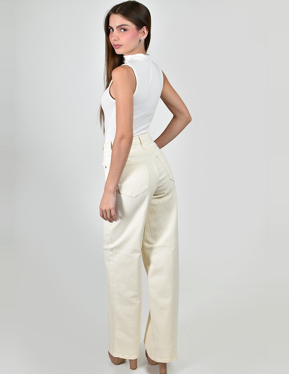 Jeans wide leg cintura alta para mujer 4