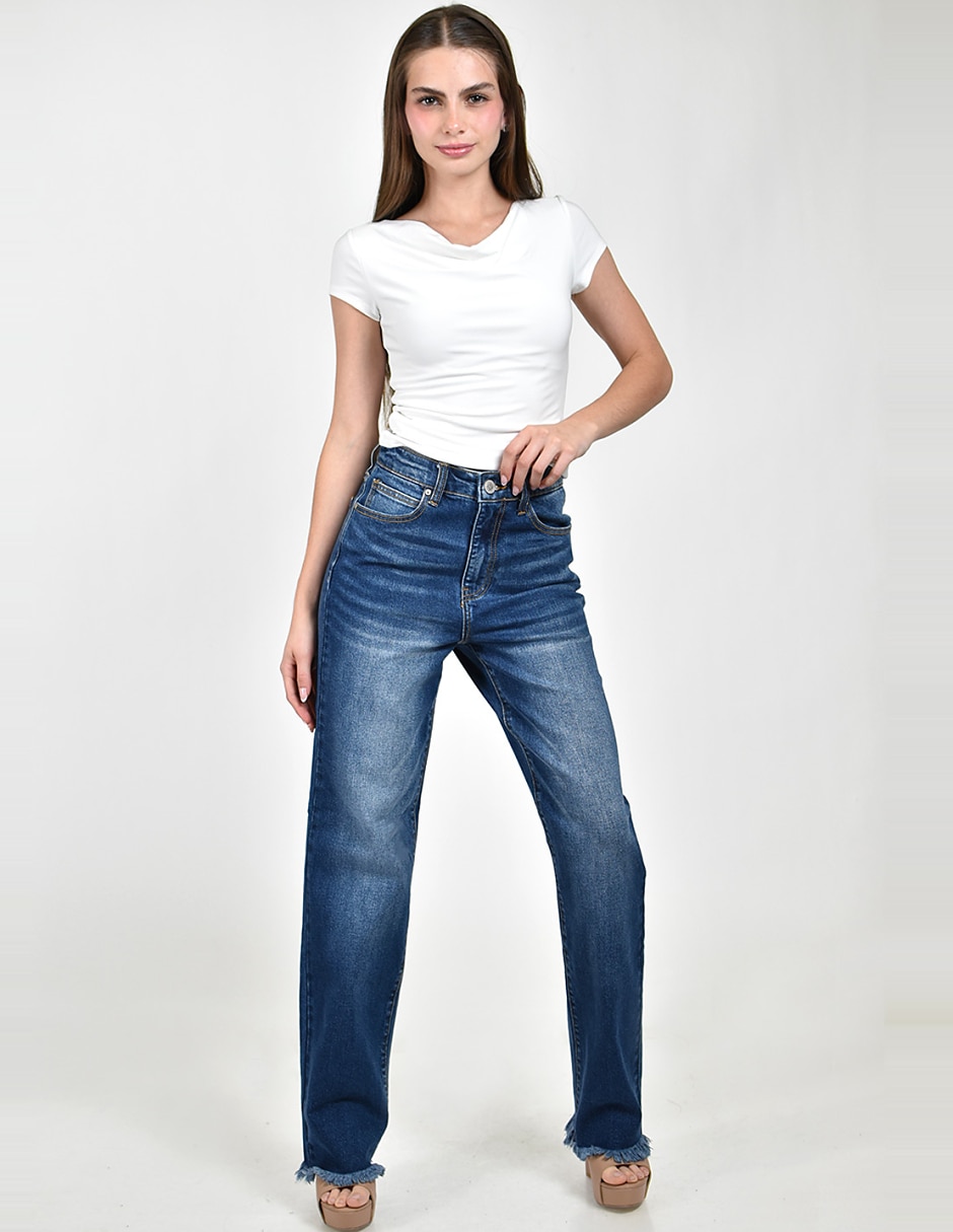 Jeans wide leg cintura alta para mujer 2