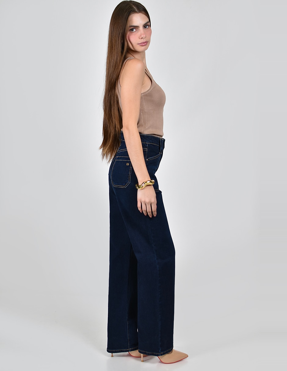 Jeans wide leg cintura alta para mujer 5