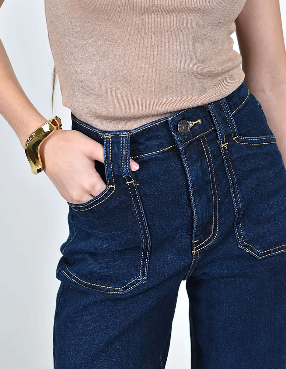 Jeans wide leg cintura alta para mujer 3