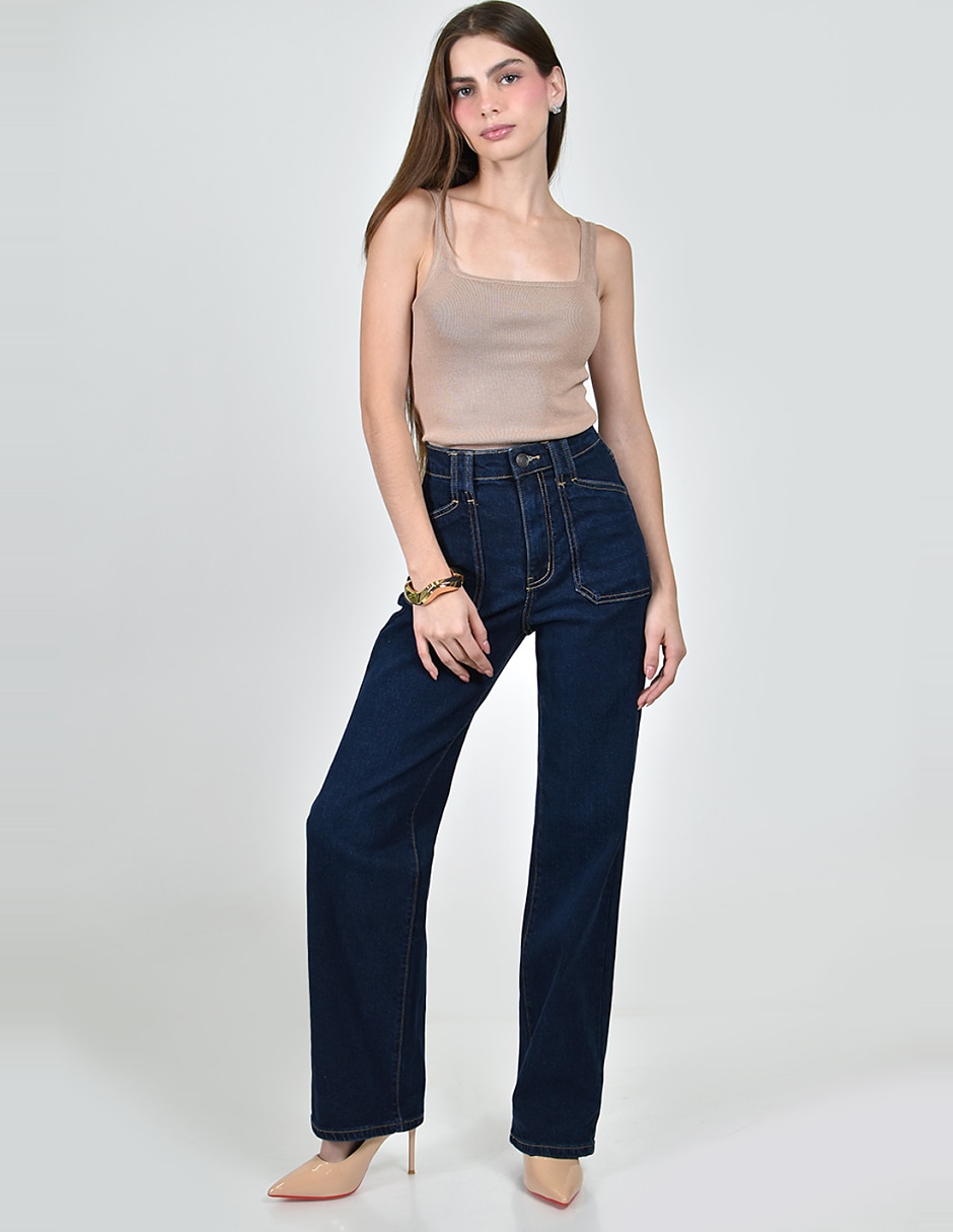 Jeans wide leg cintura alta para mujer 2
