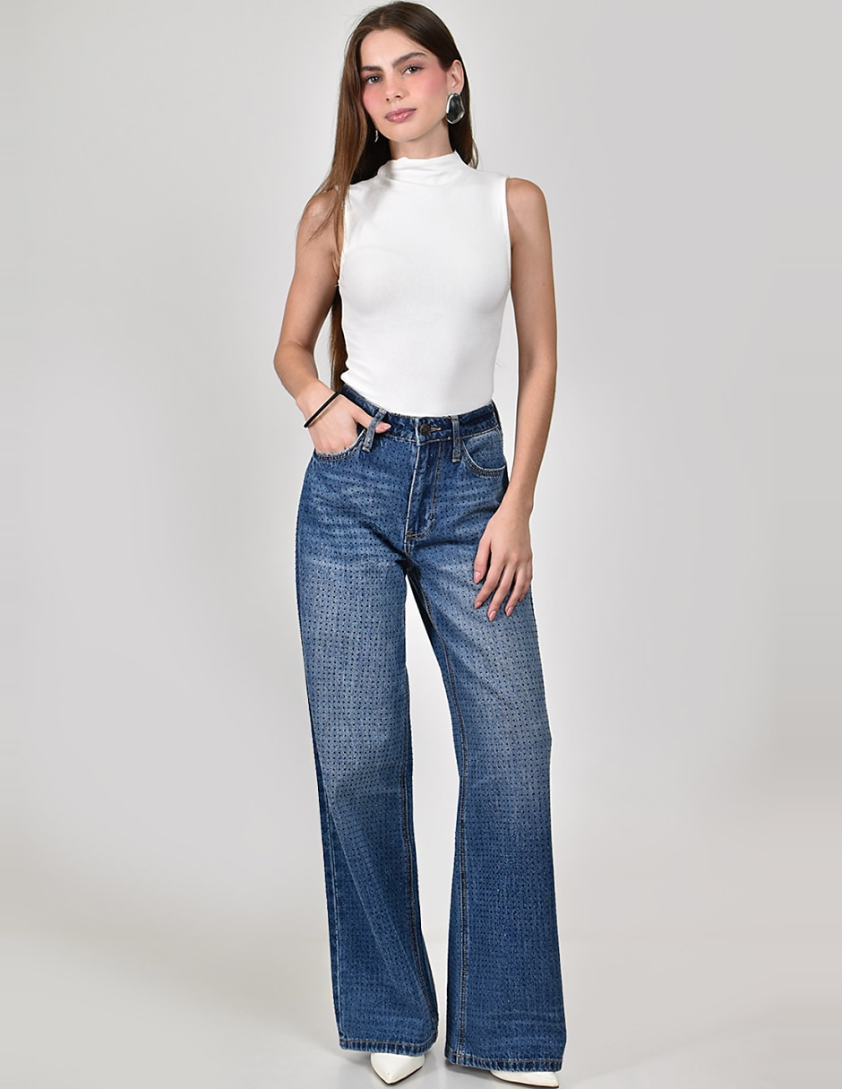 Jeans straight cintura alta para mujer