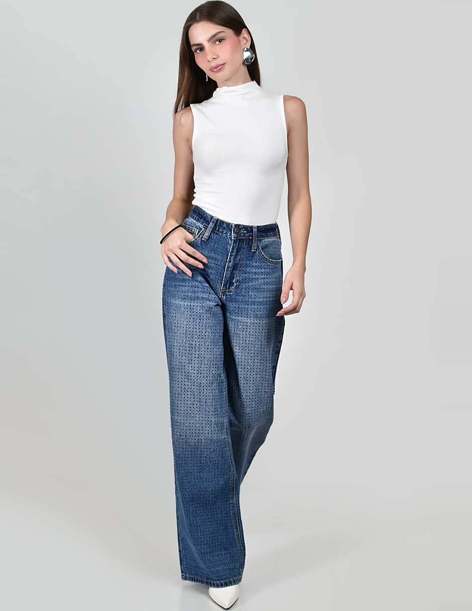 Jeans straight cintura alta para mujer 6
