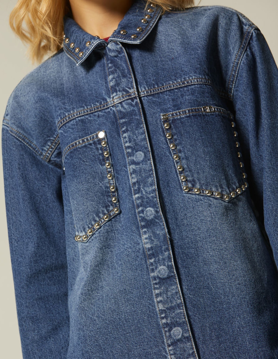 Blusa camisera milan denim studios manga larga para mujer Blusa camisera milan denim studios manga larga para mujer