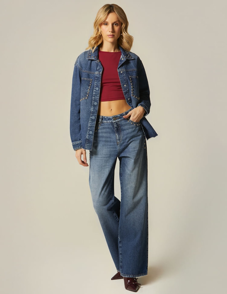 Blusa camisera milan denim studios manga larga para mujer 3